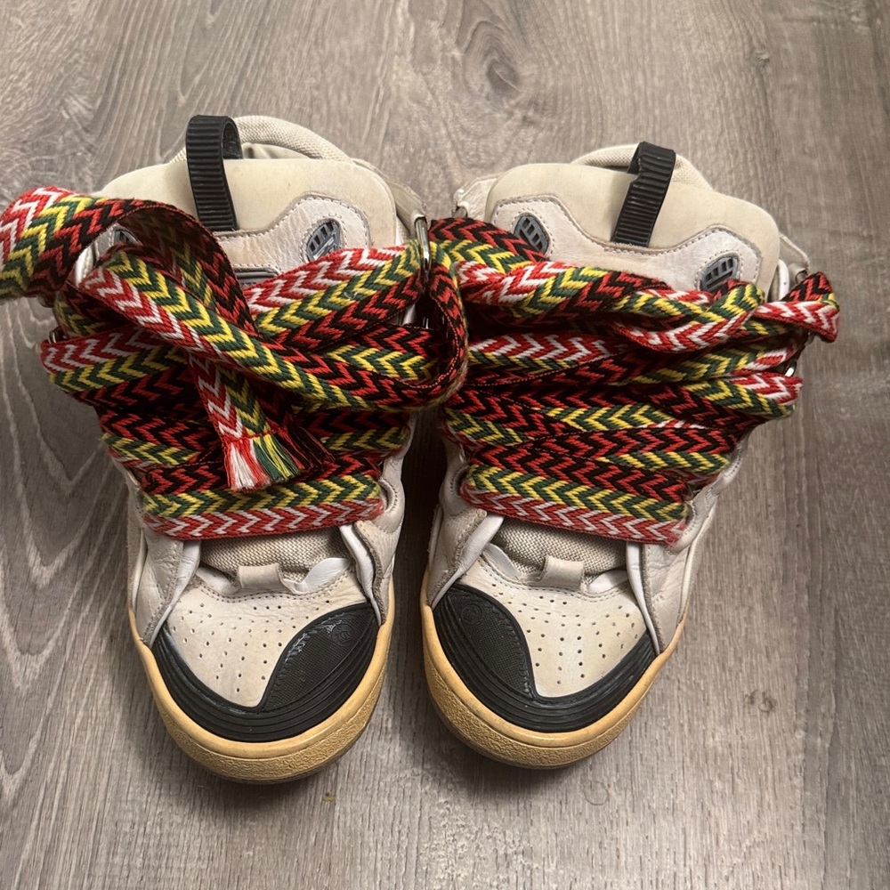 Lanvin Beige Sneakers with Multicolor Laces
